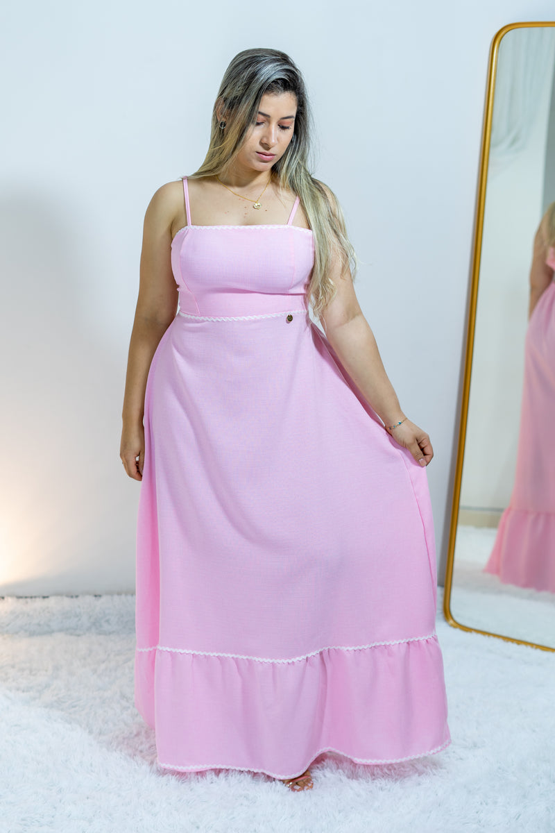 Vestido Longo Rosa Palido