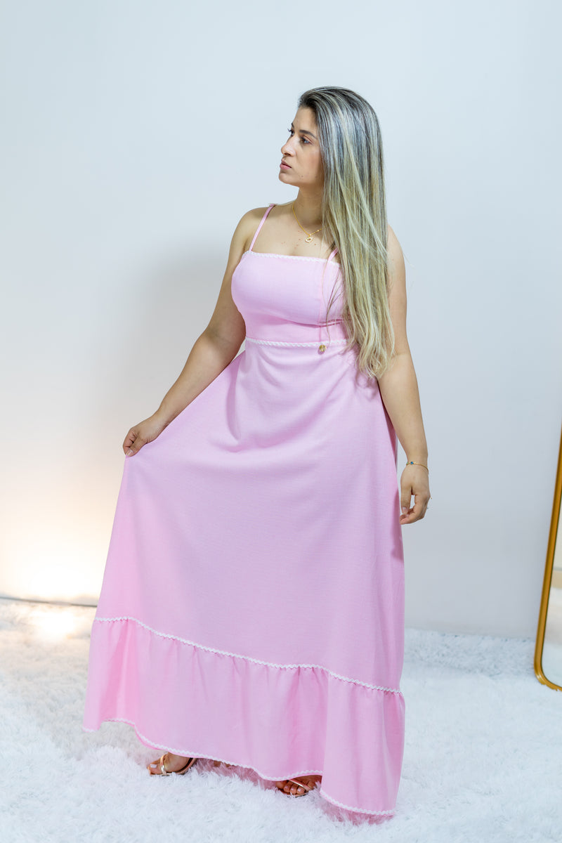 Vestido Longo Rosa Palido