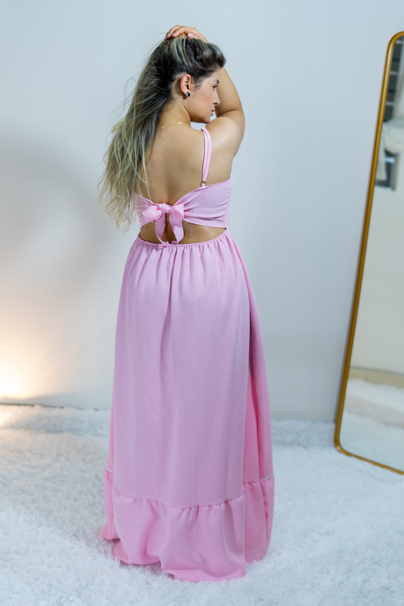 Vestido Longo Rosa Palido