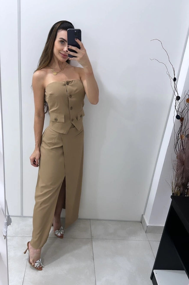 Conjunto Saia e  Cropped sem Manga