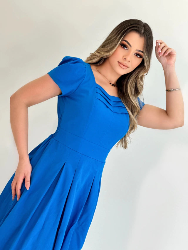 Vestido Midi Tecido Tricoline