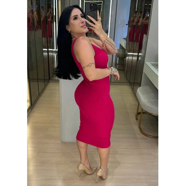 Vestido Midi Um Ombro Só